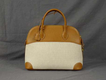 HERMES - Sac Bolide 35 cm en toile H et veau 