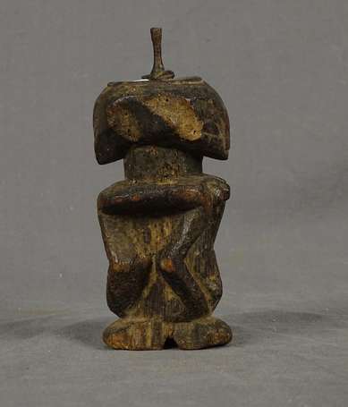 Ancien buste fétiche de type janus féminin en bois