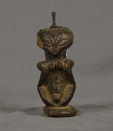 Ancien buste fétiche de type janus féminin en bois