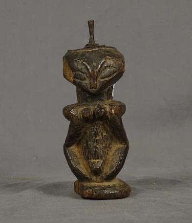 Ancien buste fétiche de type janus féminin en bois
