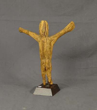 Très ancienne statuette votive en bois dur érodé 