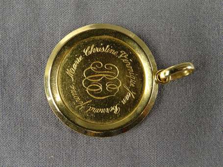 Médaille Augis en or jaune 18K (750°/00) + qu'hier