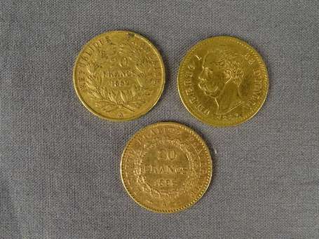 2 pièces 20 francs or : Napoléon tête nue 1852 A 