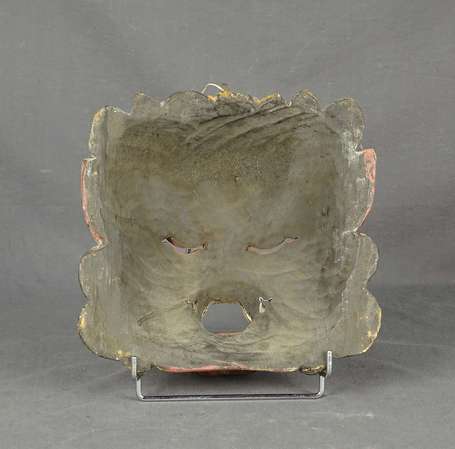 HIMALAYA - Masque en bois polychrome. H. 25 cm, L.