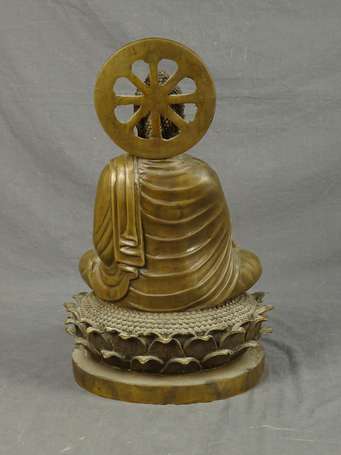 INDE - Bouddha, sur un socle lotiforme. H. 26 cm, 