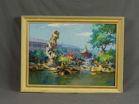 CHINE - Paysage. Huile sur toile signée en bas à 