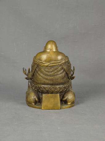 CHINE - Bouddhai (Bouddha rieur) en bronze entouré