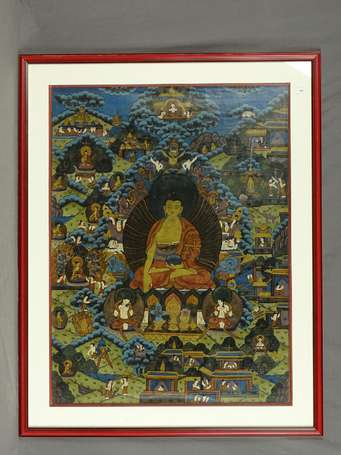 TIBET - Tangka représentant le Bouddha Shakyamuni 
