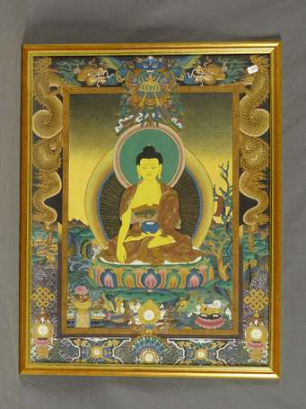 TIBET - Tangka représentant le Boudha Shakyamuni 