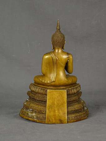 THAILANDE - Bouddha en bronze doré assis en 