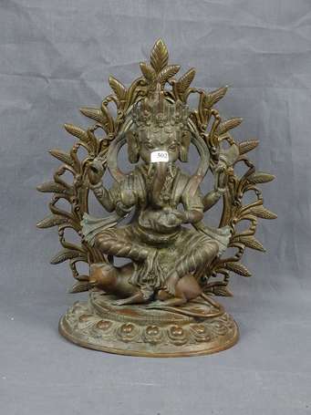 INDE - Ganesh. Sujet en bronze à tête d'éléphant à