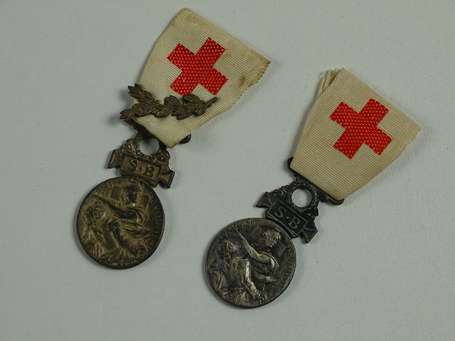Mil - Croix rouge - 2 Médailles aux blessés SB