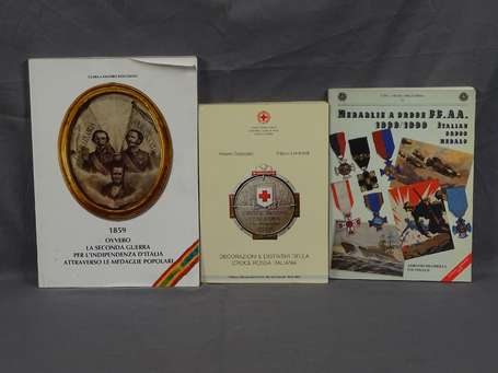 3 livres - Italie -  dont croix rouge italienne , 