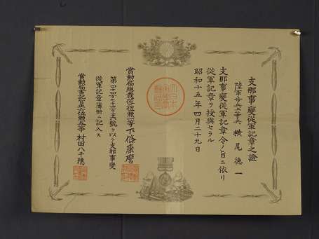 Mil - Japon - Diplôme de la médaille de l'incident