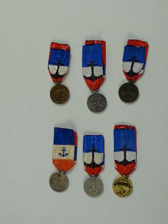 Civ - Lot de 6 médailles maritimes devouement dont