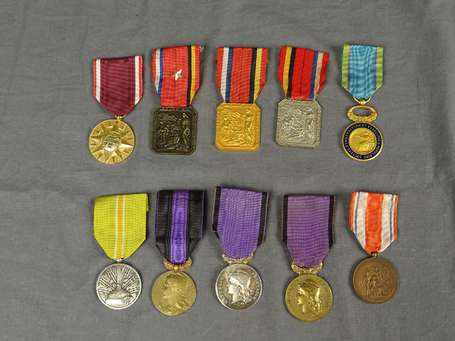 Civ - Lot de 10 médailles civiles dont union 