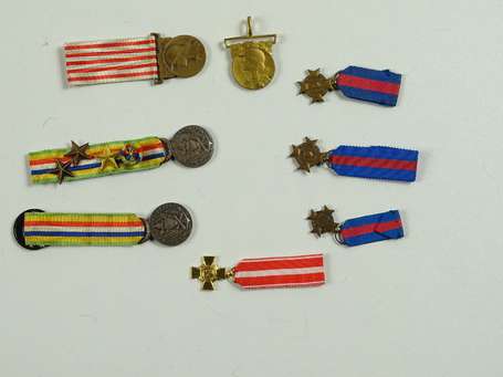 Mini-lot de 8 médailles militaire 14-18 dont 2 