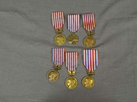 Civ - Lot de 6 médailles télégraphiste, diverses