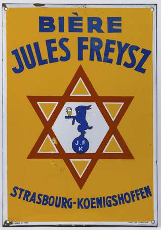 BIÈRE JULES FREYSZ : Plaque émaillée plate à 