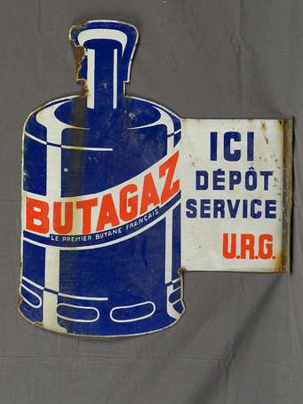 BUTAGAZ « Ici Dépôt Service » 2 Plaques émaillées 