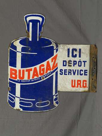 BUTAGAZ « Ici Dépôt Service » 2 Plaques émaillées 