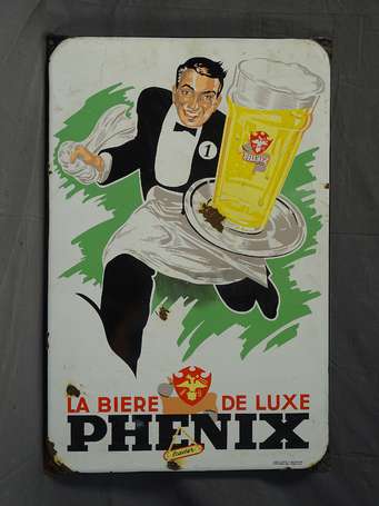 PHÉNIX La Bière de Luxe : Plaque émaillée plate à 