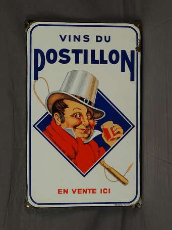 VIN DU POSTILLON : Plaque émaillée plate à 