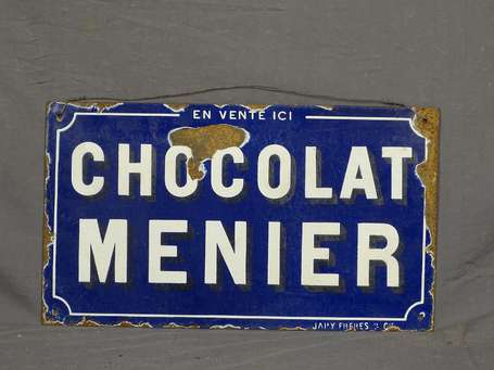 CHOCOLAT MENIER : Plaque émaillée, Émail Japy & 