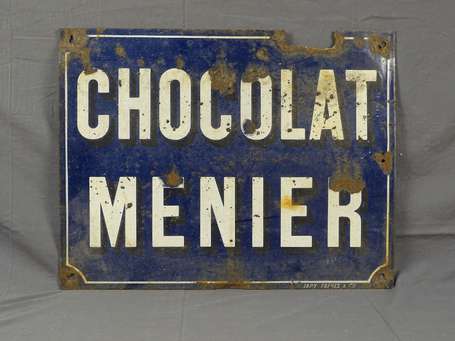 CHOCOLAT MENIER : Plaque émaillée, Émail Japy, 