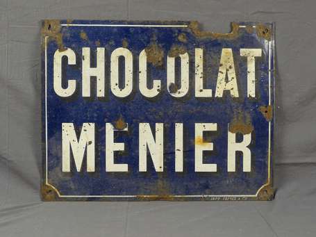 CHOCOLAT MENIER : Plaque émaillée, Émail Japy, 