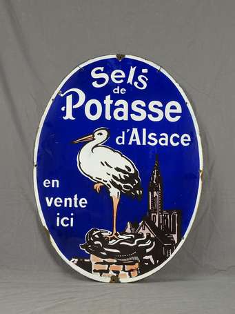 SELS DE POTASSE D'ALSACE : Plaque émaillée ovale. 