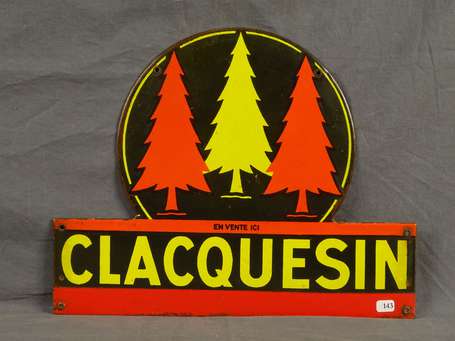 CLACQUESIN : Plaque émaillée en découpe. Le 