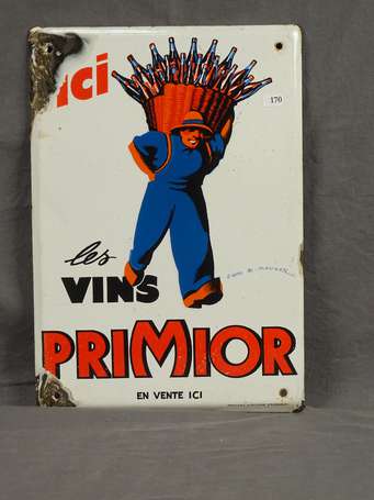 LES VINS PRIMIOR : Plaque émaillée plate à 