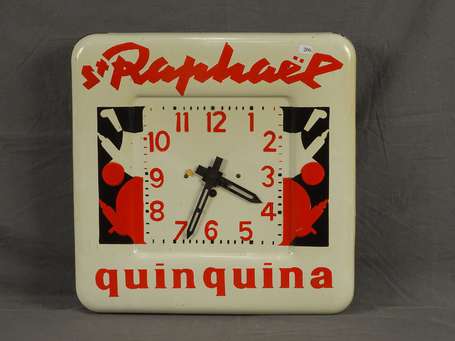 ST RAPHAËL Quinquina : Horloge émaillée illustrée 