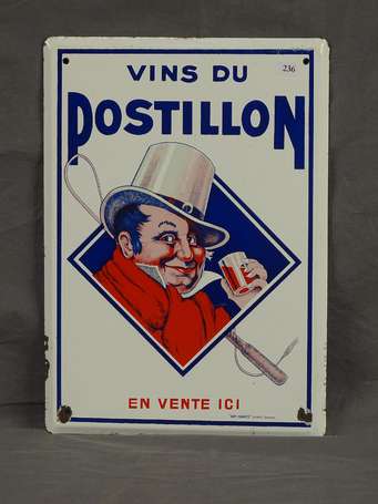 VINS DU POSTILLON / Plaque émaillée plate à 