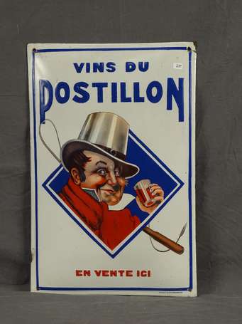 VINS DU POSTILLON : Plaque émaillée bombée 