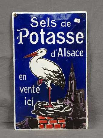 SELS DE POTASSE D'ALSACE : Plaque émaillée bombée.