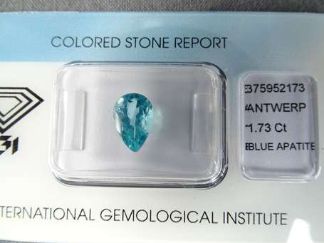 Apatite bleue, taille poire. 1,73 ct