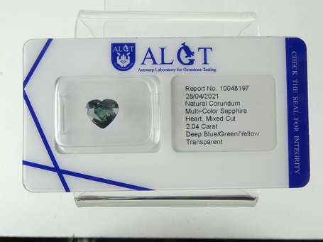 Saphir cœur 2,04 carats Certificat ALGT