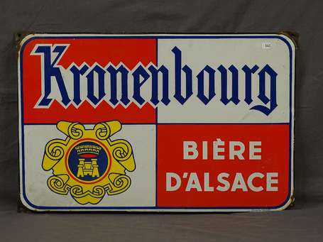 KRONENBOURG Bière d'Alsace : Plaque émaillée plate