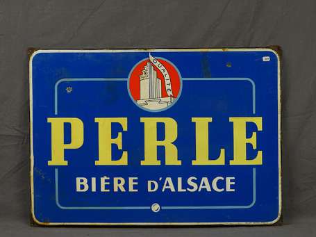 PERLE Bière d'Alsace : Plaque émaillée plate à 