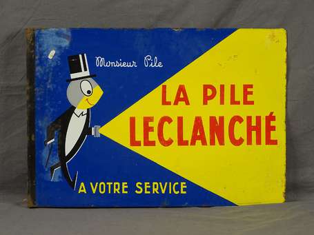 LECLANCHÉ Piles : Plaque émaillée double-face à 