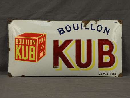 BOUILLON KUB : Bandeau émaillé bombé. Un petit 