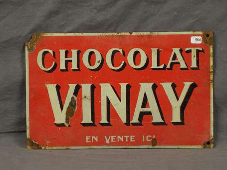 CHOCOLAT VINAY : Plaque émaillée bombée. 32 x 20cm
