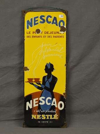 NESCAO Nestlé : Plaque émaillée plate à oreilles. 