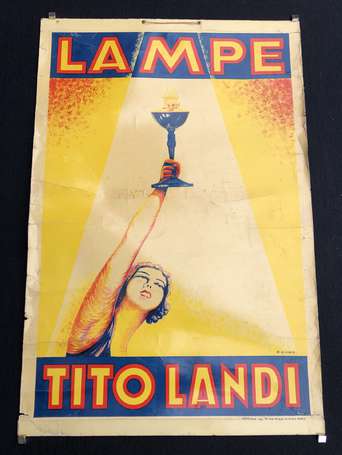 LAMPE TITO LANDI : Affiche lithographiée signée R.