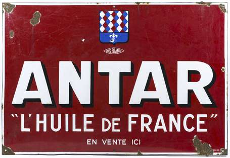 ANTAR L'Huile de France : Plaque émaillée à 