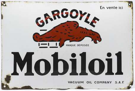 MOBILOIL : Plaque émaillée bombée. 60 x 40cm.