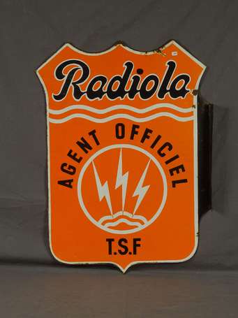 RADIOLA T.S.F : Plaque émaillée double-face à 