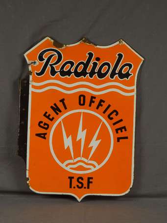 RADIOLA T.S.F : Plaque émaillée double-face à 